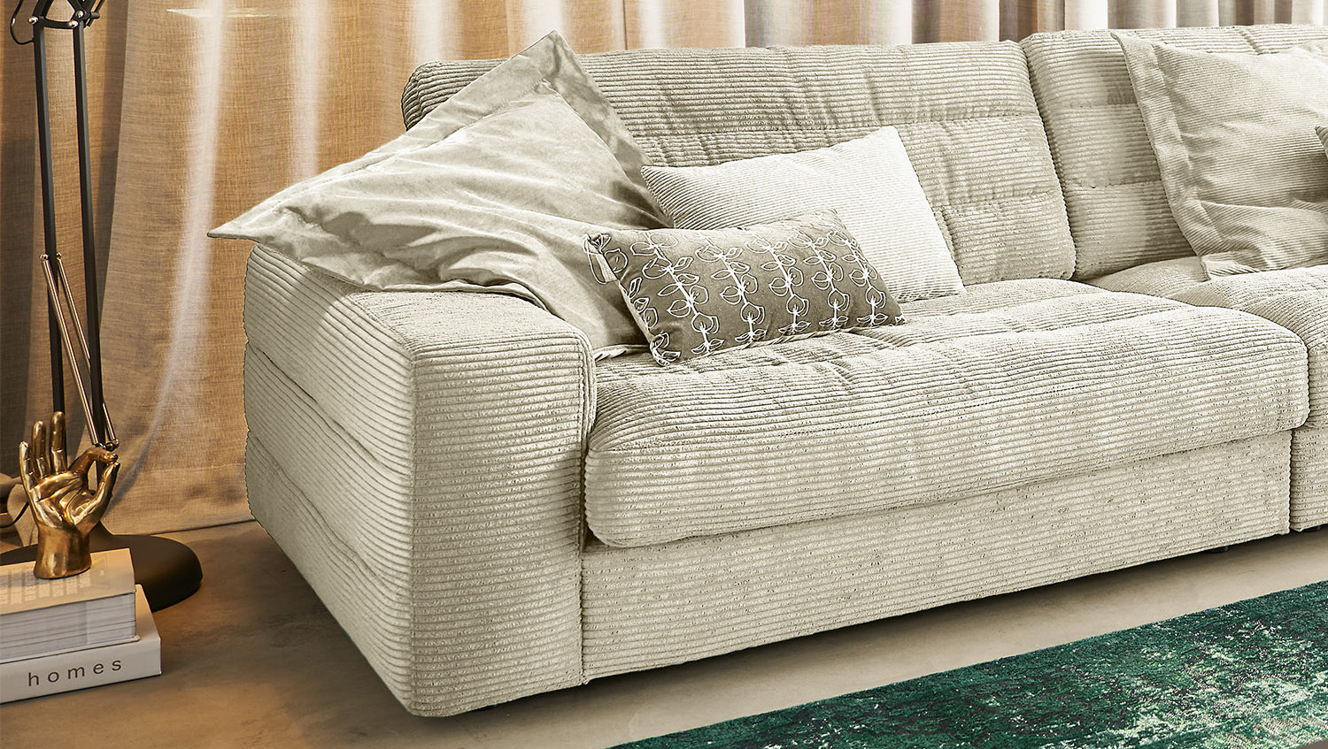 KAWOLA Sofa LANA XL Ecksofa Cord cremeweiß
