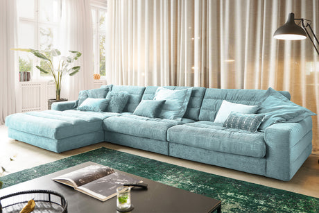 KAWOLA Sofa LANA XL Ecksofa Cord hellblau