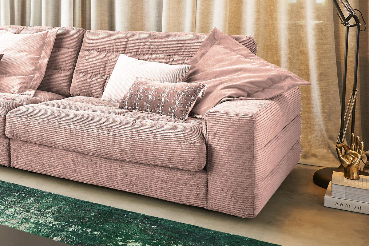 KAWOLA Sofa LANA XL Ecksofa Cord rosa