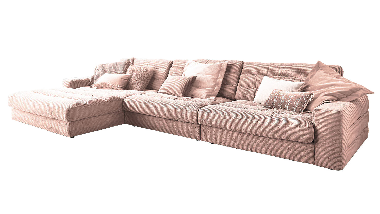 KAWOLA Sofa LANA XL Ecksofa Cord rosa