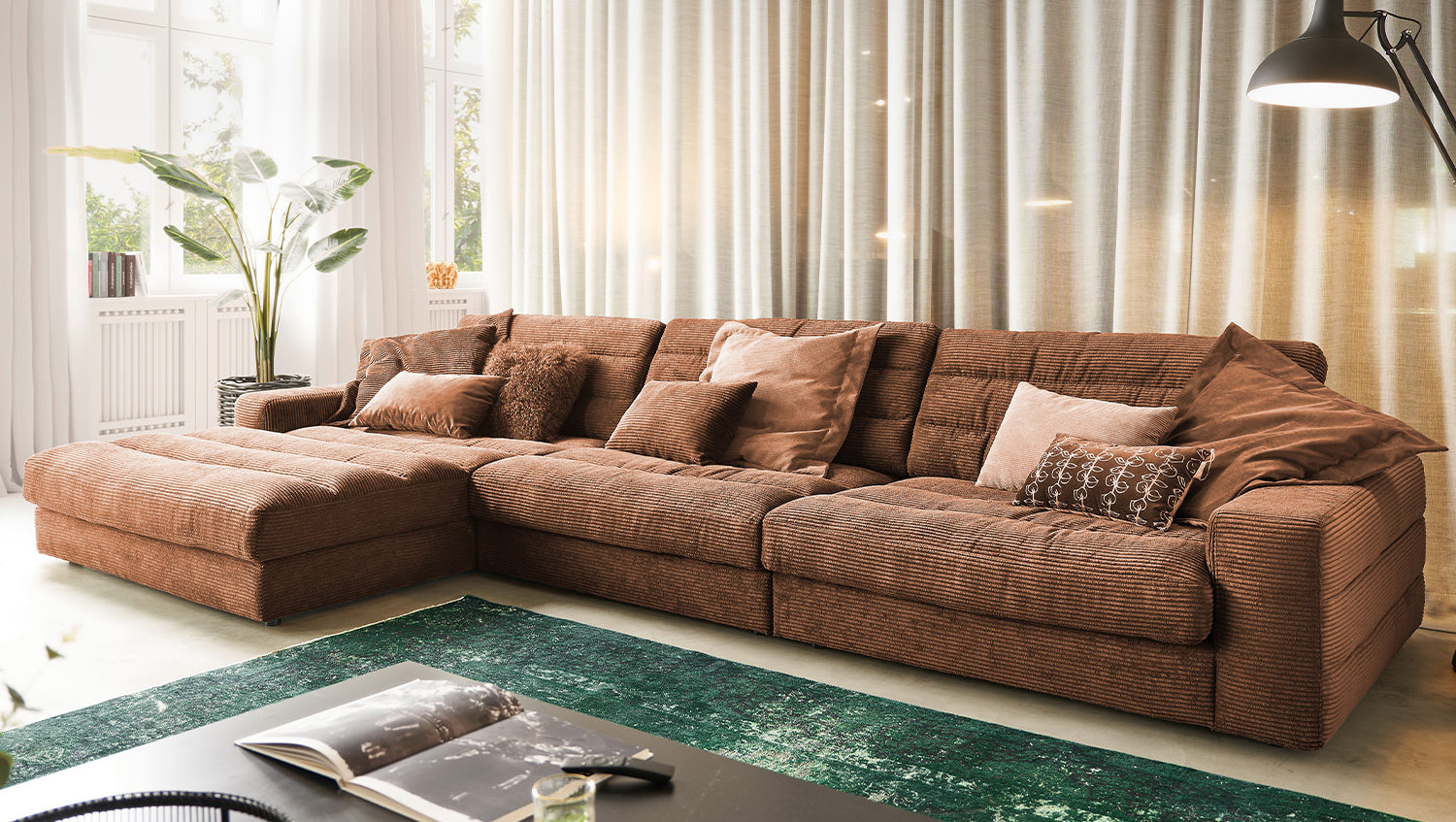 KAWOLA Sofa LANA XL Ecksofa Cord rost
