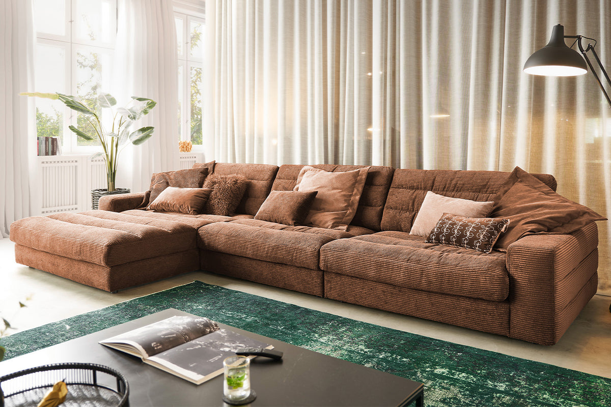 KAWOLA Sofa LANA XL Ecksofa Cord rost