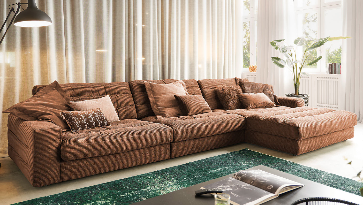 KAWOLA Sofa LANA XL Ecksofa Cord rost