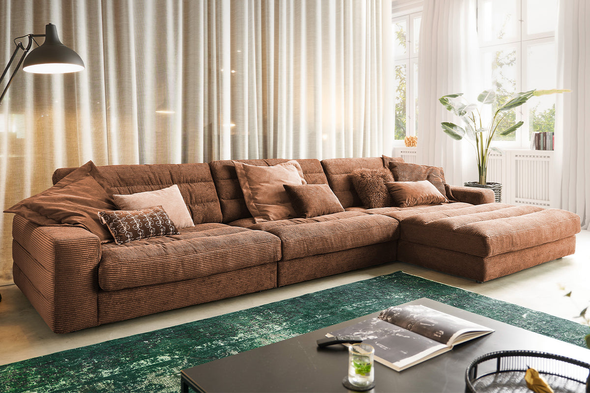 KAWOLA Sofa LANA XL Ecksofa Cord rost