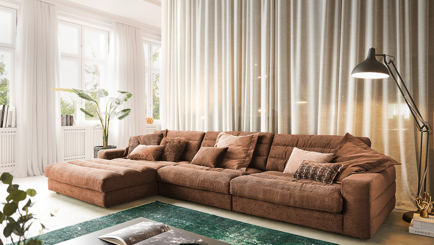 KAWOLA Sofa LANA XL Ecksofa Cord rost, Links