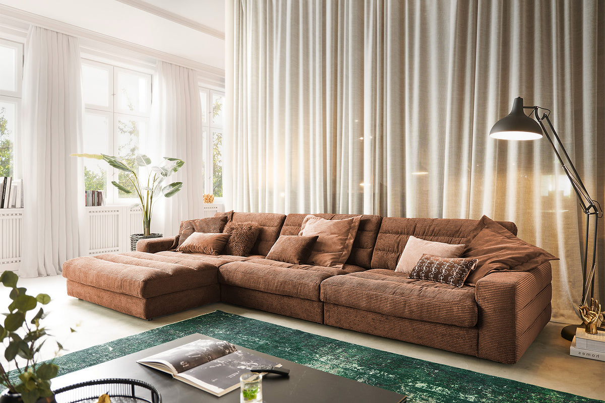 KAWOLA Sofa LANA XL Ecksofa Cord rost, Links