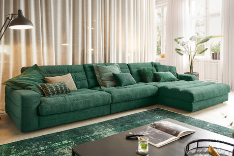 KAWOLA Sofa LANA XL Ecksofa Cord smaragd