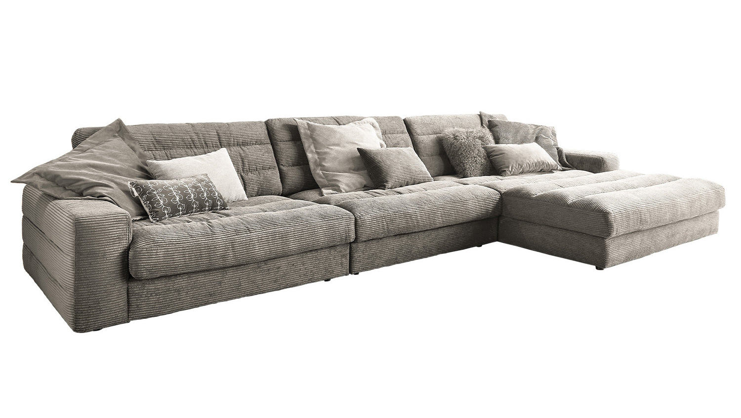 KAWOLA Sofa LANA XL Ecksofa Cord steingrau