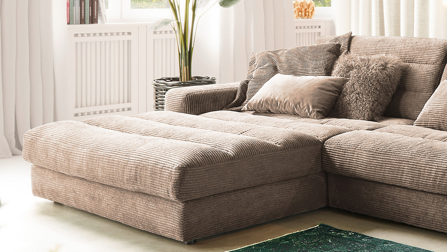 KAWOLA Sofa LANA XL Ecksofa Cord taupe