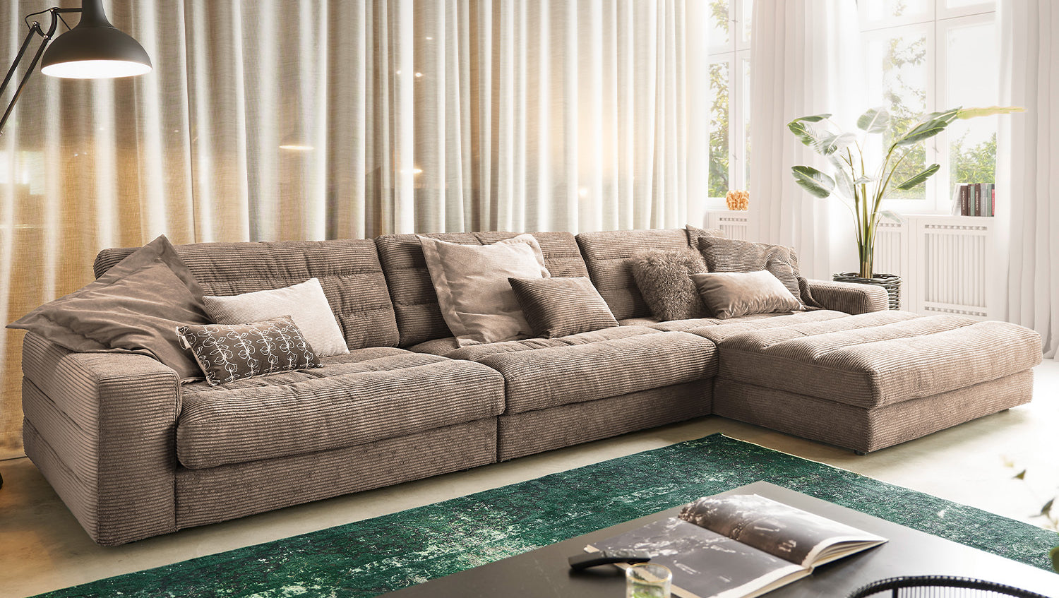 KAWOLA Sofa LANA XL Ecksofa Cord taupe