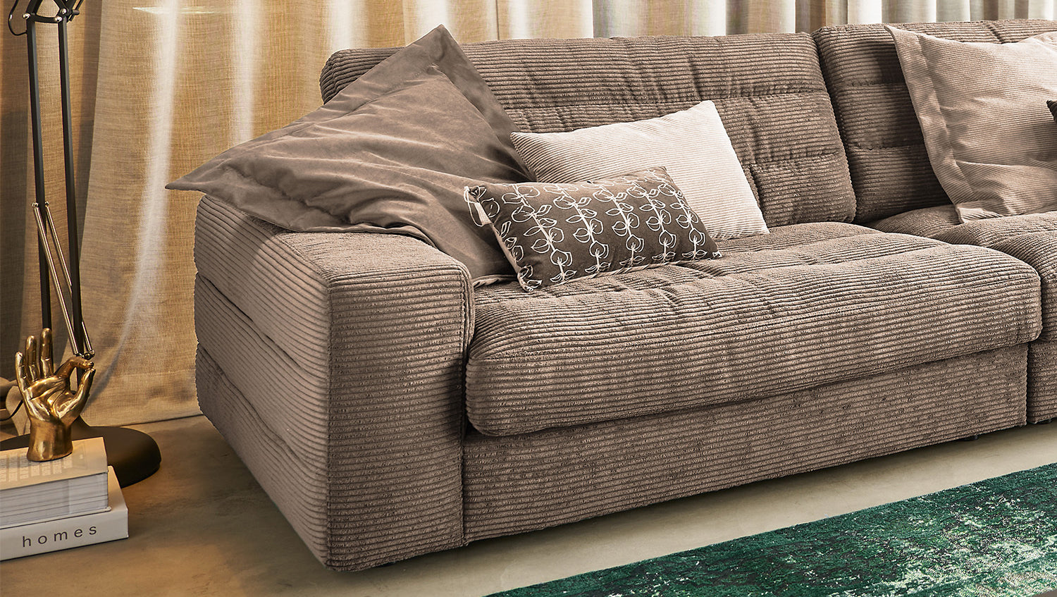 KAWOLA Sofa LANA XL Ecksofa Cord taupe