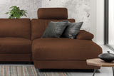 KAWOLA Sofa LOLA Ecksofa Leder braun mit motorischer Relaxfunktion