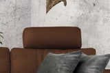 KAWOLA Sofa LOLA Ecksofa Leder braun mit motorischer Relaxfunktion
