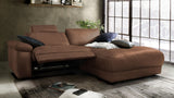 KAWOLA Sofa LOLA Ecksofa Leder braun mit motorischer Relaxfunktion