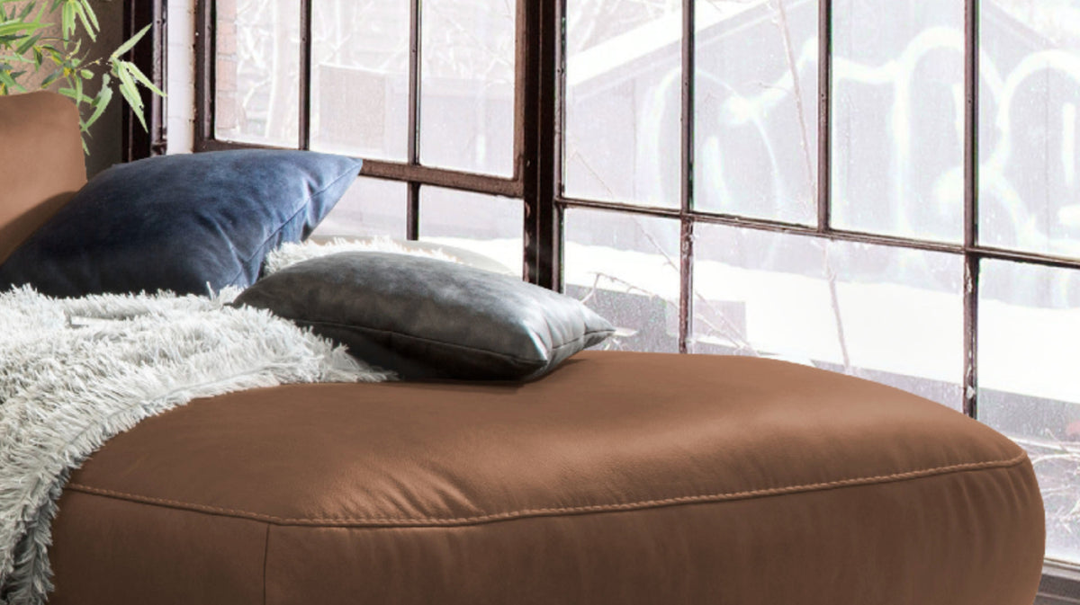 KAWOLA Sofa LOLA Ecksofa Leder braun mit motorischer Relaxfunktion
