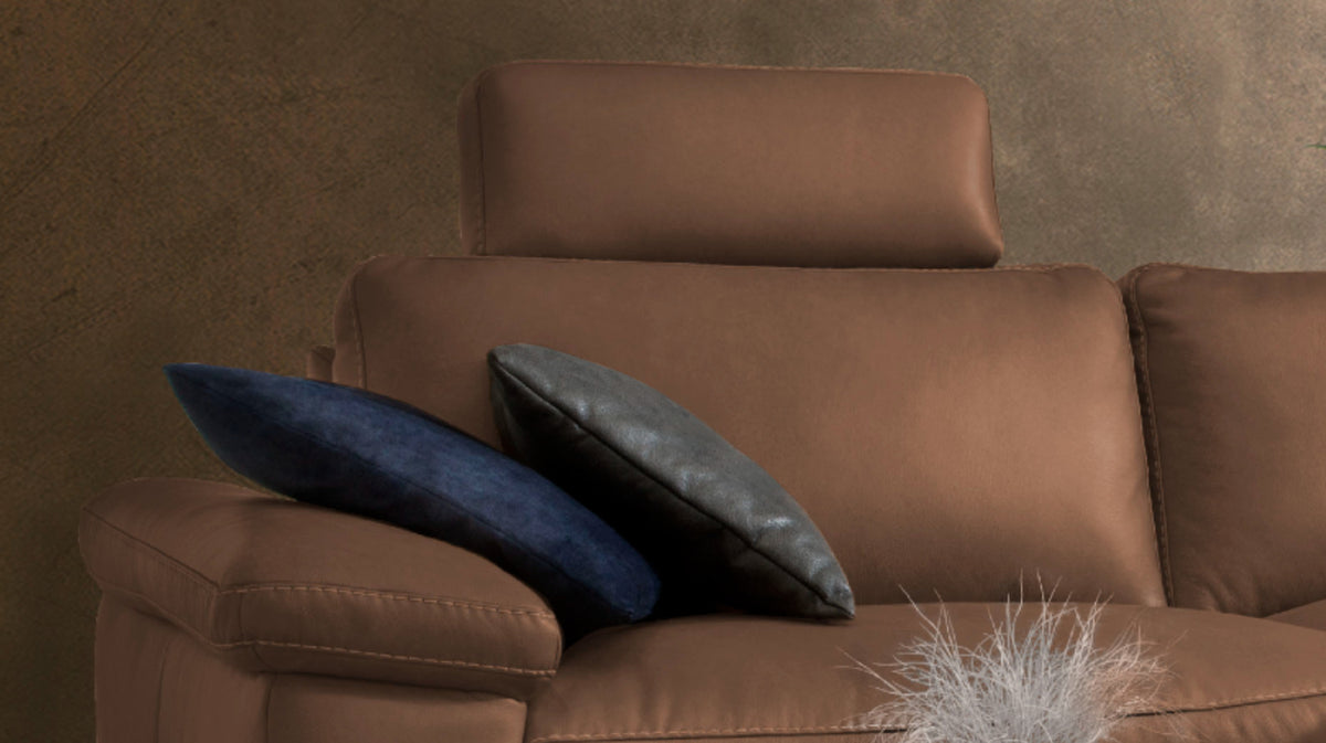 KAWOLA Sofa LOLA Ecksofa Leder braun mit motorischer Relaxfunktion