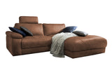 KAWOLA Sofa LOLA Ecksofa Leder braun mit motorischer Relaxfunktion