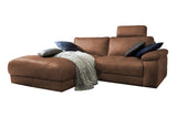 KAWOLA Sofa LOLA Ecksofa Leder braun mit motorischer Relaxfunktion