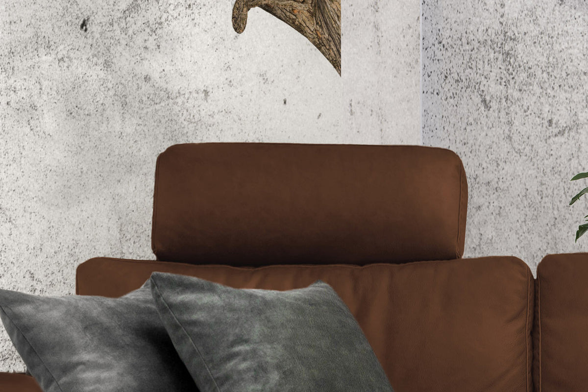 KAWOLA Sofa LOLA Ecksofa Leder braun mit motorischer Relaxfunktion