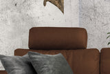 KAWOLA Sofa LOLA Ecksofa Leder braun mit motorischer Relaxfunktion