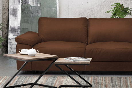 KAWOLA Sofa LOLA Ecksofa Leder braun mit motorischer Relaxfunktion