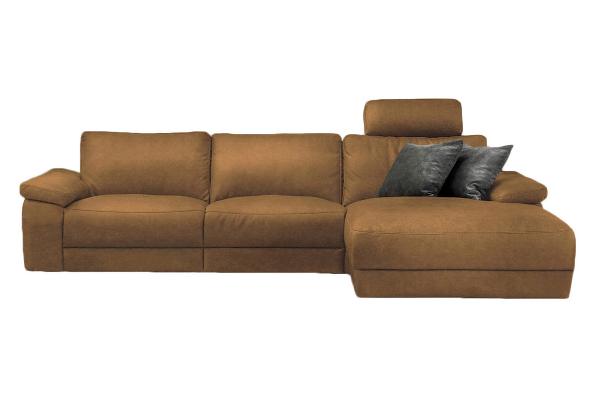 KAWOLA Sofa LOLA Ecksofa Leder cognac mit motorischer Relaxfunktion