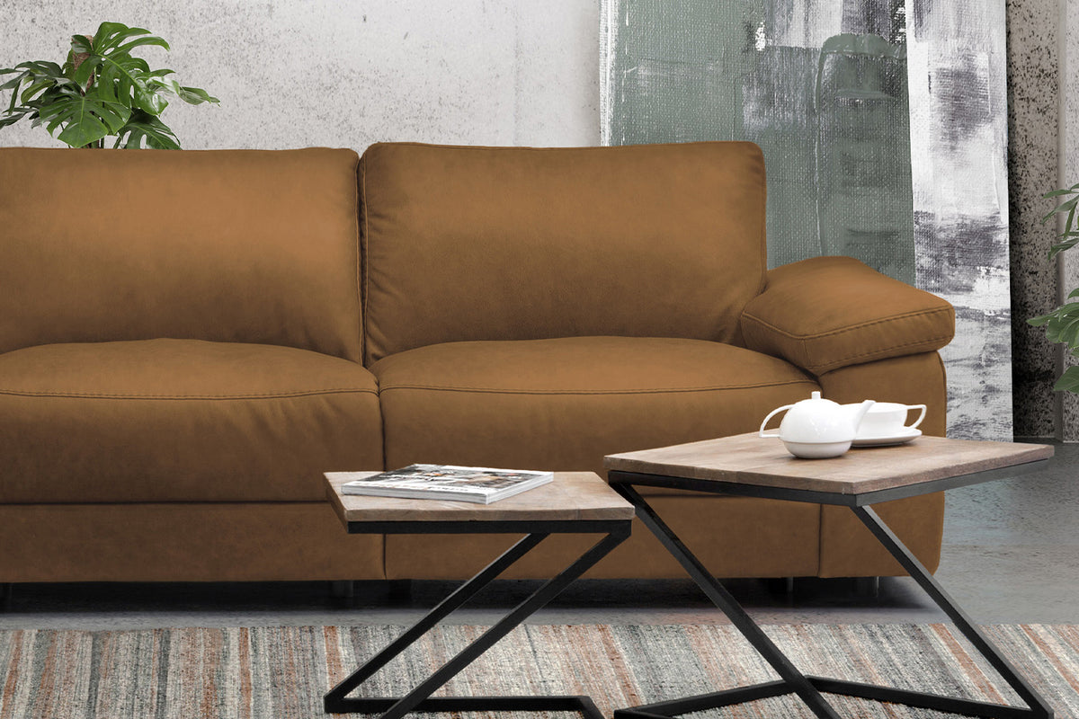 KAWOLA Sofa LOLA Ecksofa Leder cognac mit motorischer Relaxfunktion