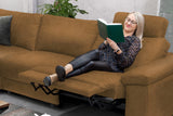 KAWOLA Sofa LOLA Ecksofa Leder cognac mit motorischer Relaxfunktion