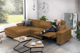KAWOLA Sofa LOLA Ecksofa Leder cognac mit motorischer Relaxfunktion