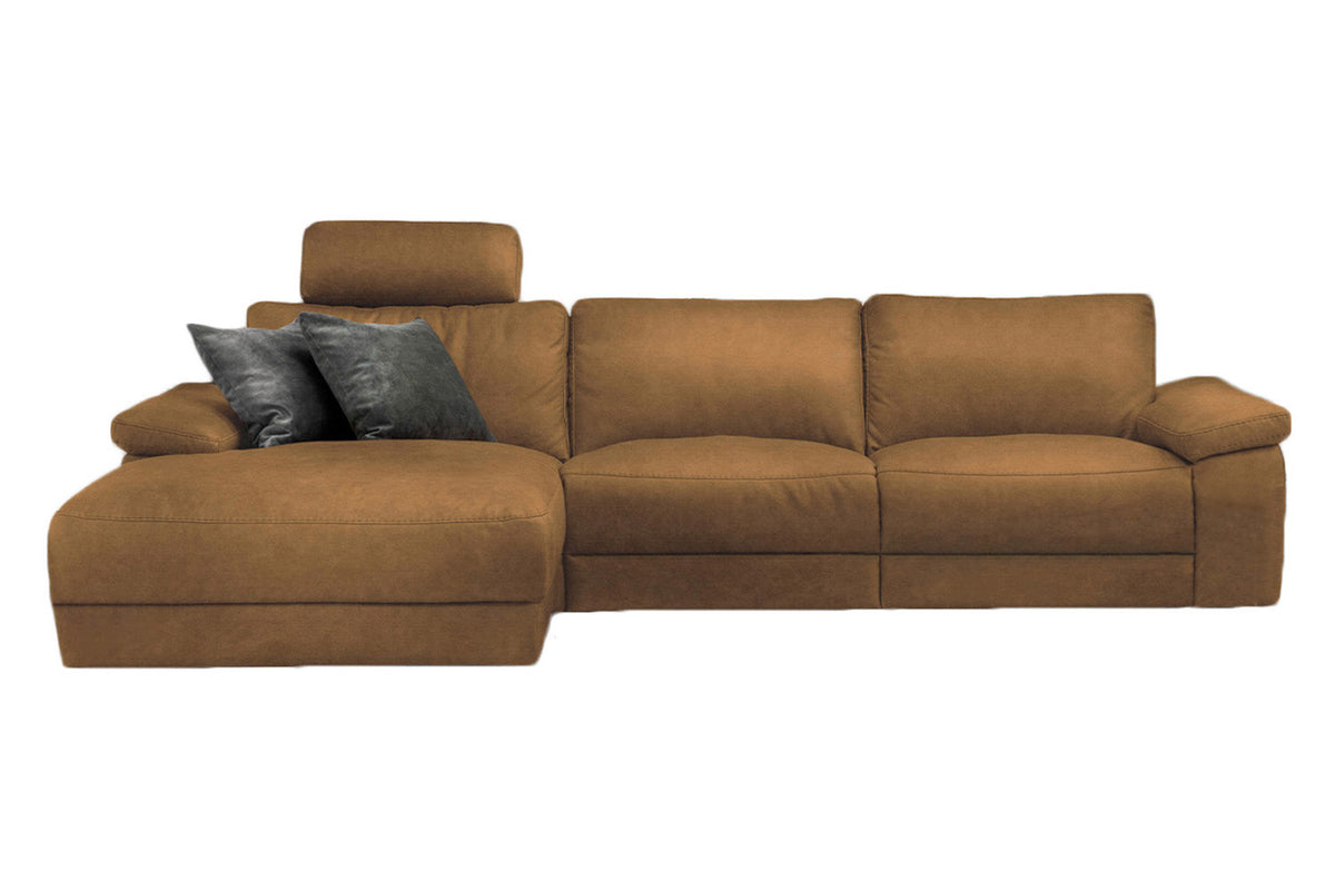 KAWOLA Sofa LOLA Ecksofa Leder cognac mit motorischer Relaxfunktion