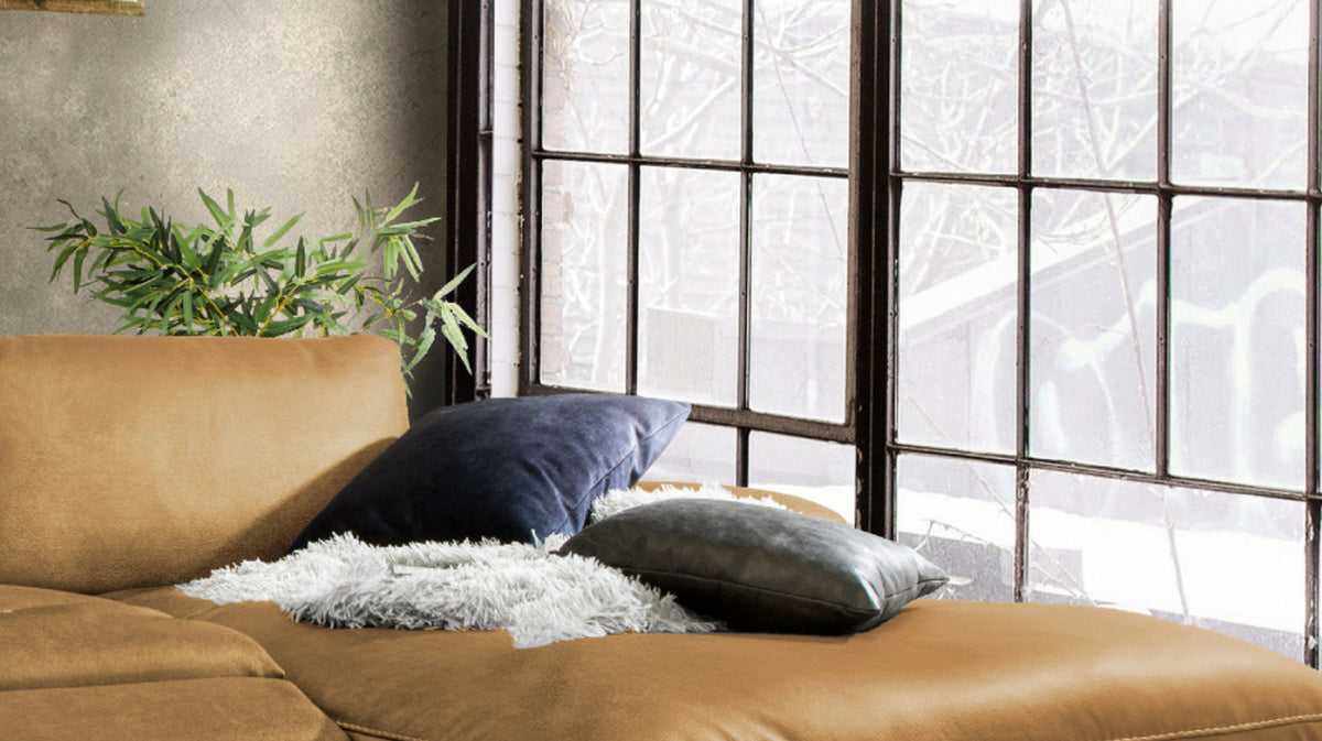 KAWOLA Sofa LOLA Ecksofa Leder cognac mit motorischer Relaxfunktion