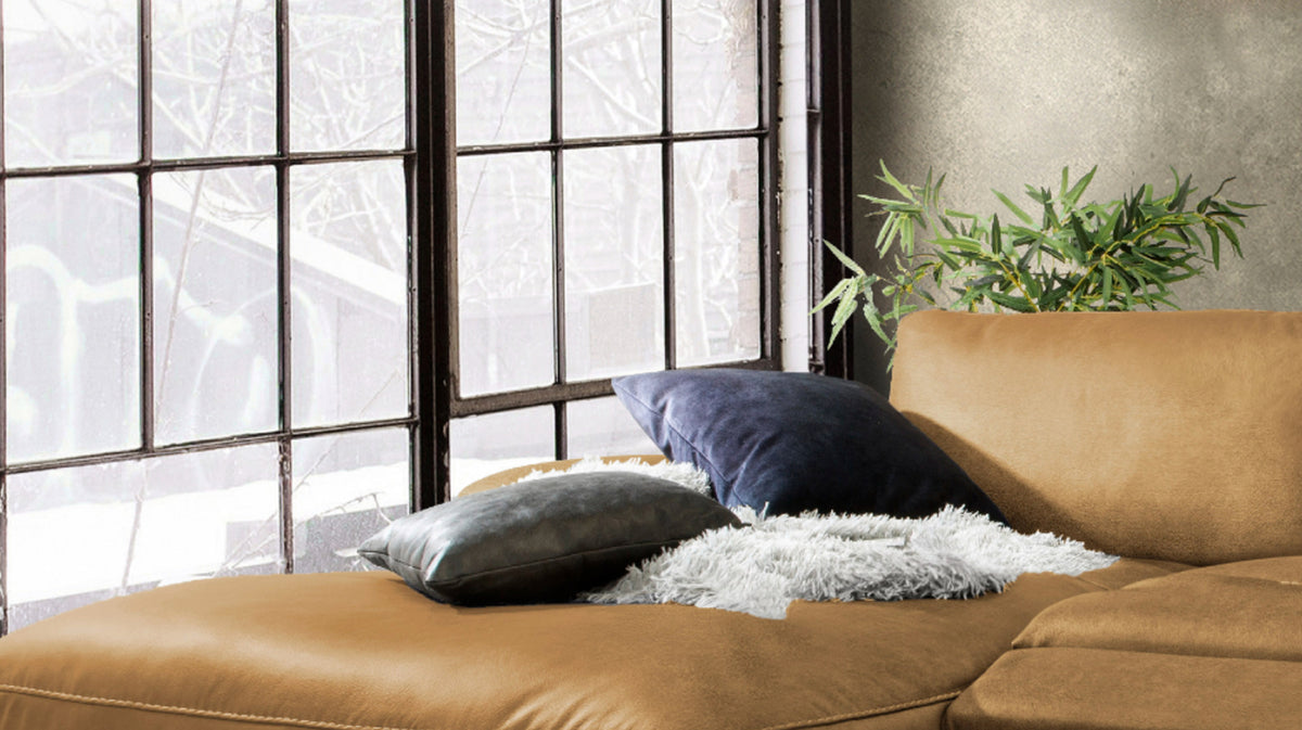 KAWOLA Sofa LOLA Ecksofa Leder cognac mit motorischer Relaxfunktion