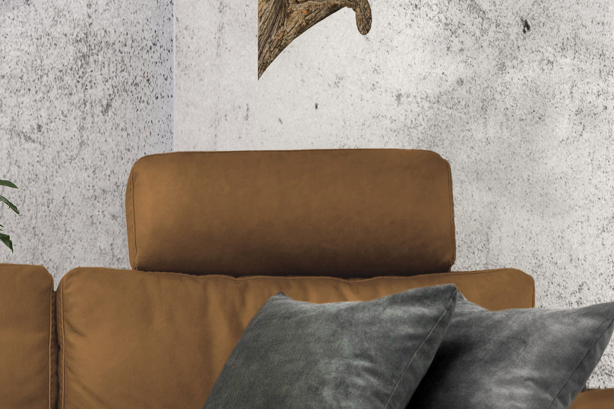 KAWOLA Sofa LOLA Ecksofa Leder cognac mit motorischer Relaxfunktion