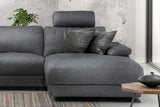 KAWOLA Sofa LOLA Ecksofa Leder grau mit motorischer Relaxfunktion