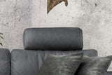 KAWOLA Sofa LOLA Ecksofa Leder grau mit motorischer Relaxfunktion
