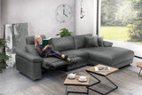 KAWOLA Sofa LOLA Ecksofa Leder grau mit motorischer Relaxfunktion