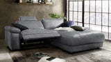 KAWOLA Sofa LOLA Ecksofa Leder grau mit motorischer Relaxfunktion