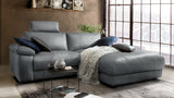 KAWOLA Sofa LOLA Ecksofa Leder grau mit motorischer Relaxfunktion, 233 x 178, Rechts