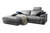 KAWOLA Sofa LOLA Ecksofa Leder grau mit motorischer Relaxfunktion