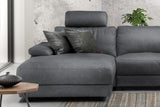 KAWOLA Sofa LOLA Ecksofa Leder grau mit motorischer Relaxfunktion