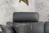 KAWOLA Sofa LOLA Ecksofa Leder grau mit motorischer Relaxfunktion