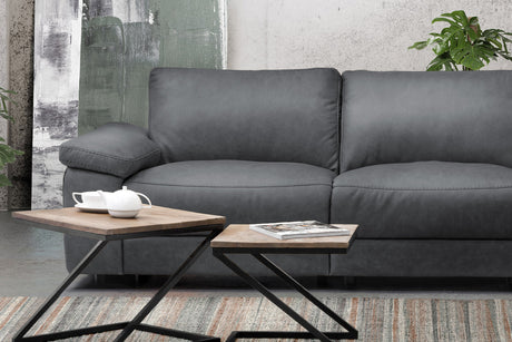 KAWOLA Sofa LOLA Ecksofa Leder grau mit motorischer Relaxfunktion