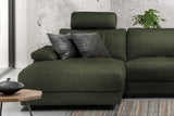 KAWOLA Sofa LOLA Ecksofa Leder moosgrün mit motorischer Relaxfunktion