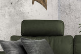 KAWOLA Sofa LOLA Ecksofa Leder moosgrün mit motorischer Relaxfunktion