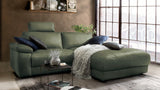 KAWOLA Sofa LOLA Ecksofa Leder moosgrün mit motorischer Relaxfunktion, 233 x 178, Rechts