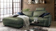 KAWOLA Sofa LOLA Ecksofa Leder moosgrün mit motorischer Relaxfunktion, 233 x 178, Links