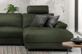 KAWOLA Sofa LOLA Ecksofa Leder moosgrün mit motorischer Relaxfunktion