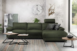 KAWOLA Sofa LOLA Ecksofa Leder moosgrün mit motorischer Relaxfunktion, 304 x 178, Rechts