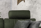 KAWOLA Sofa LOLA Ecksofa Leder moosgrün mit motorischer Relaxfunktion