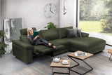 KAWOLA Sofa LOLA Ecksofa Leder moosgrün mit motorischer Relaxfunktion